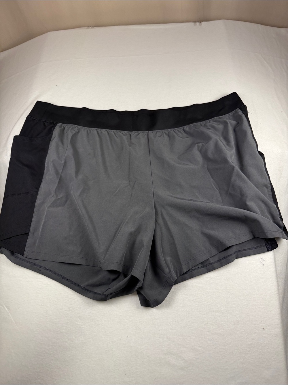 Women's Gray Active Shorts with Black Waistband 310